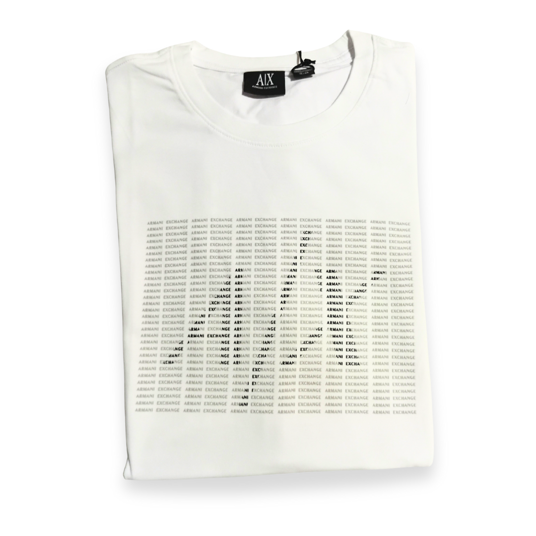 Playera Armani Exchange Blanca — Estampado Cuadros AX (XL)