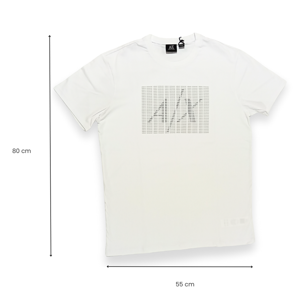 Playera Armani Exchange Blanca — Estampado Cuadros AX (XL)
