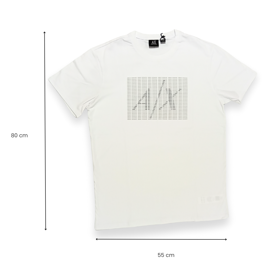 Playera Armani Exchange Blanca — Estampado Cuadros AX (XL)