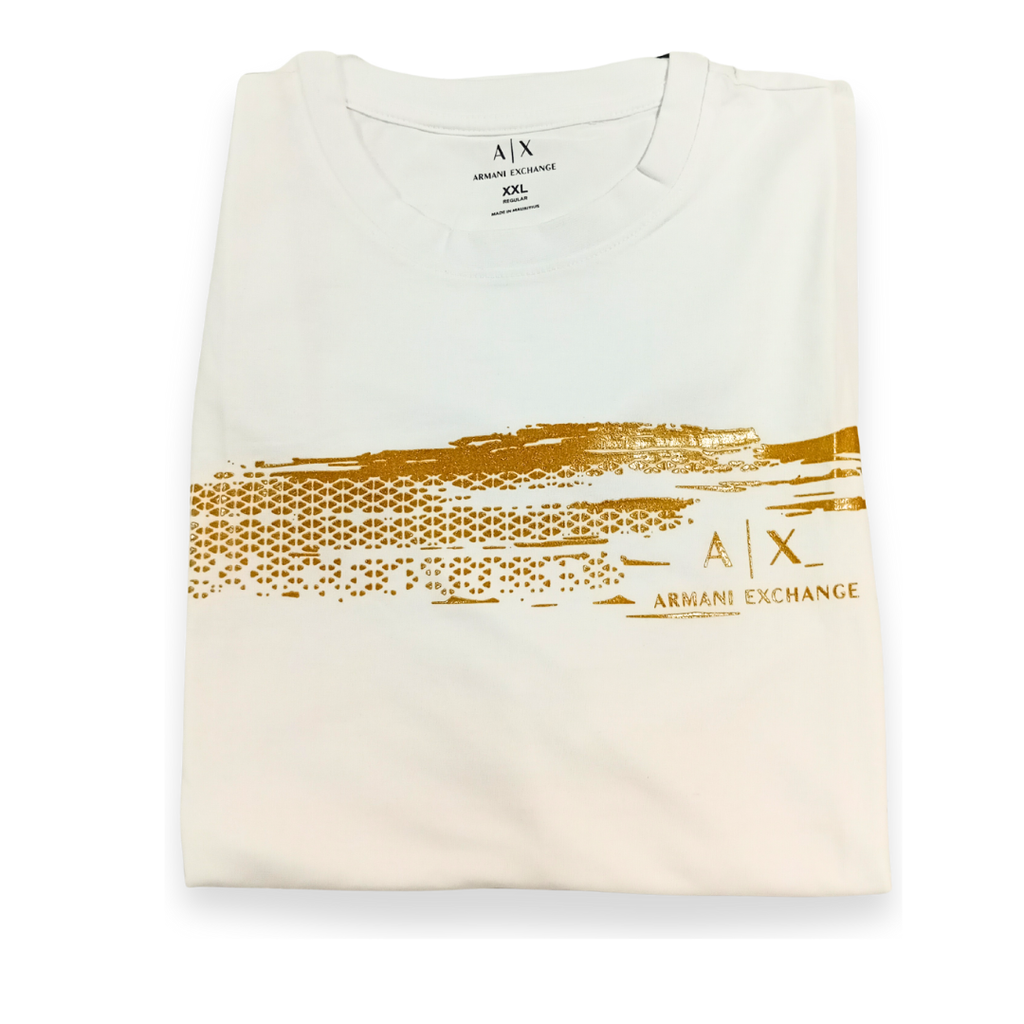 Playera Armani Exchange Blanca — Estampado Dorado XXL