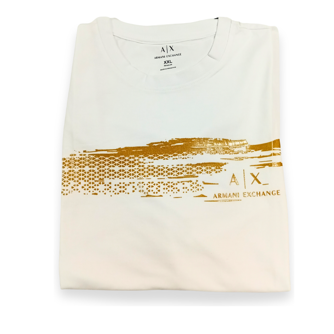Playera Armani Exchange Blanca — Estampado Dorado XXL